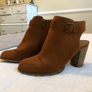 Brown suede booties